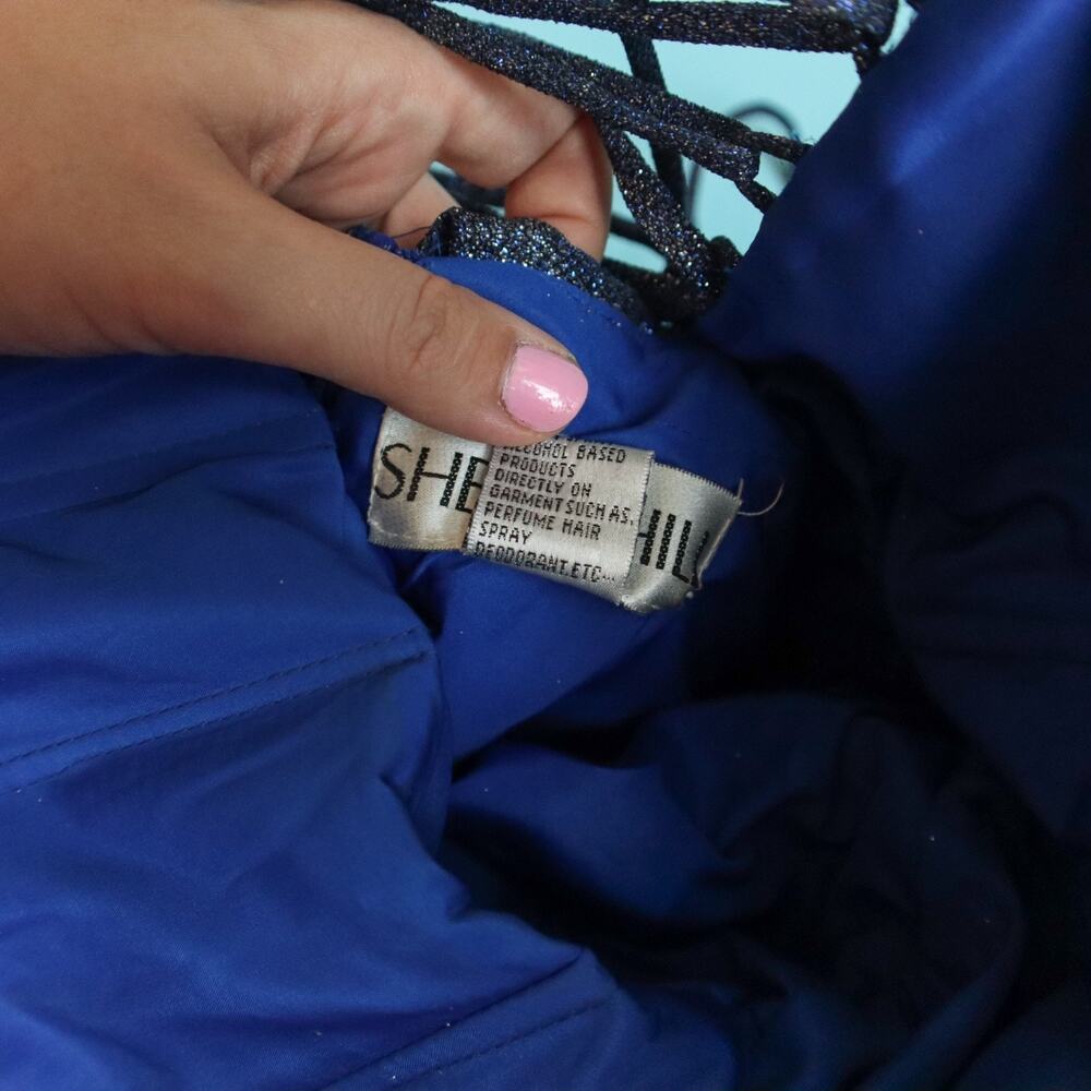 Sherri Hill Blue Shimmer Strapless Ball Gown Size 4 Full Skirt 52959 Princess - Picture 6 of 13